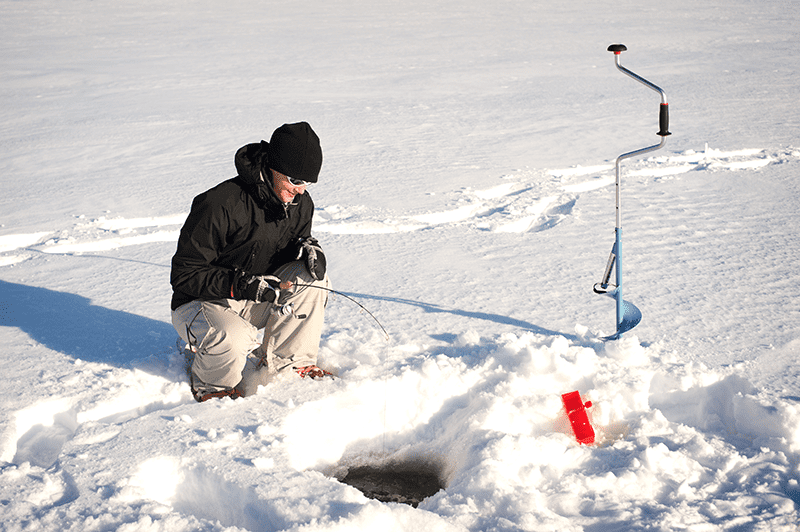 Ice fishing on the frozen lakes of the Kennebec Valley