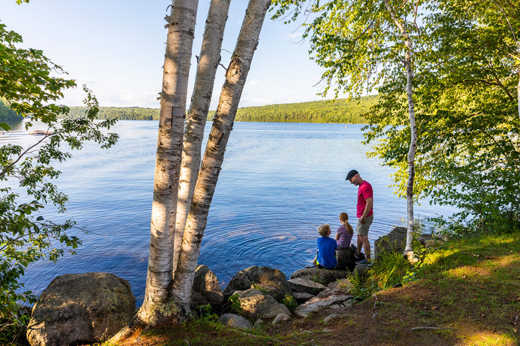 Relaxing under the trees along side Lake George