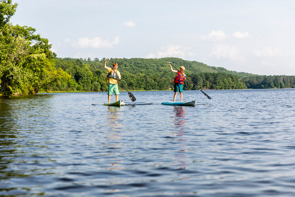 Stand up paddle boarding on the waters of Maine's Kennebec Valley