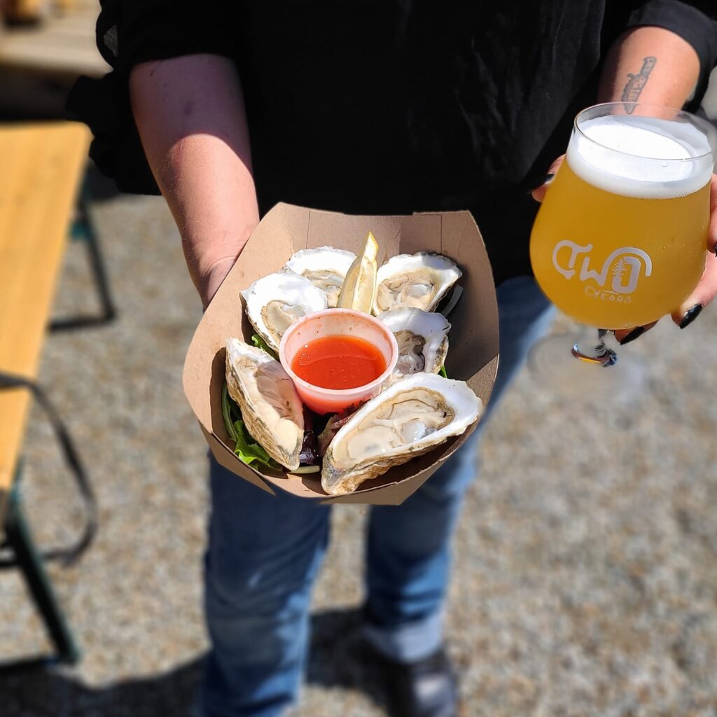 IPA and oysters at Outland Farms Brewery,Pittsfield