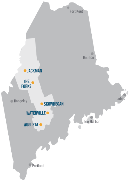 Map of Maine's Kennebec Valley region