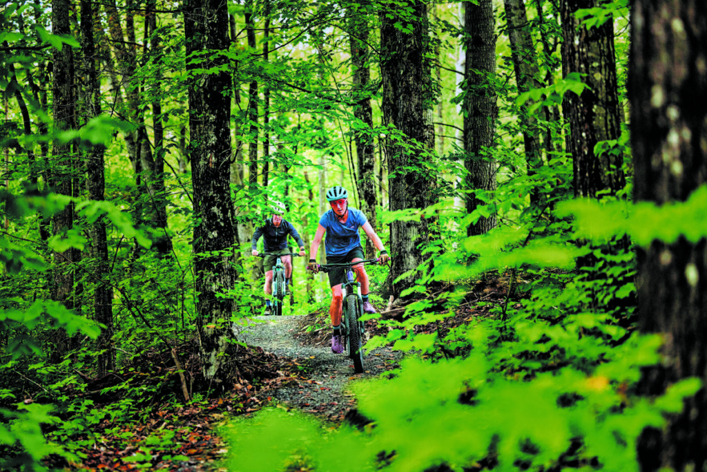 Single track mountain biking at Quarry Road Trails Waterville